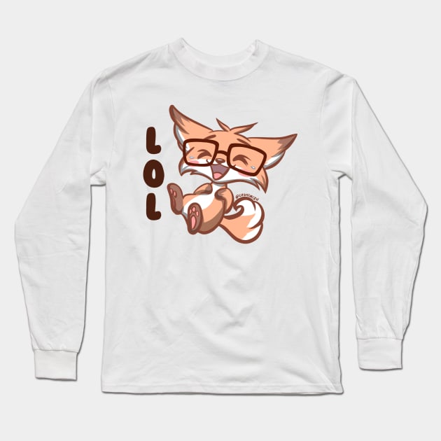 Cute Kawaii Nerd Fox lol laughing Long Sleeve T-Shirt by Kyumotea